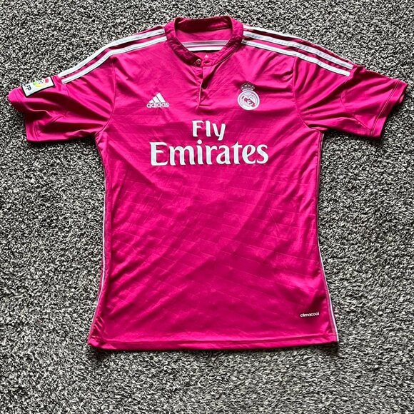Adidas Real Madrid Jersey Away 2014-15 Mens Large Hot Pink Soccer Jersey - Picture 1 of 7